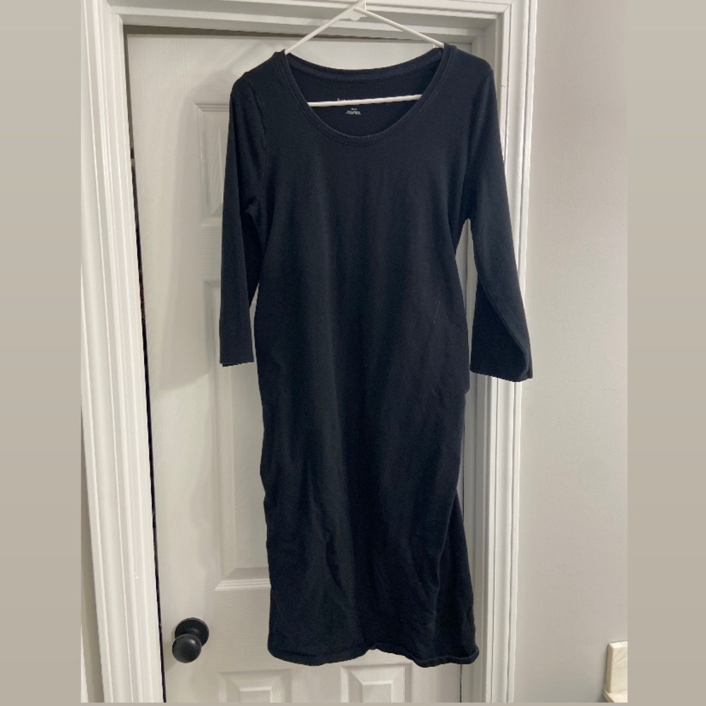 Black long sleeve maternity midi dress